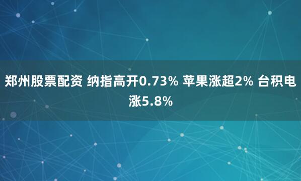 郑州股票配资 纳指高开0.73% 苹果涨超2% 台积电涨5.8%
